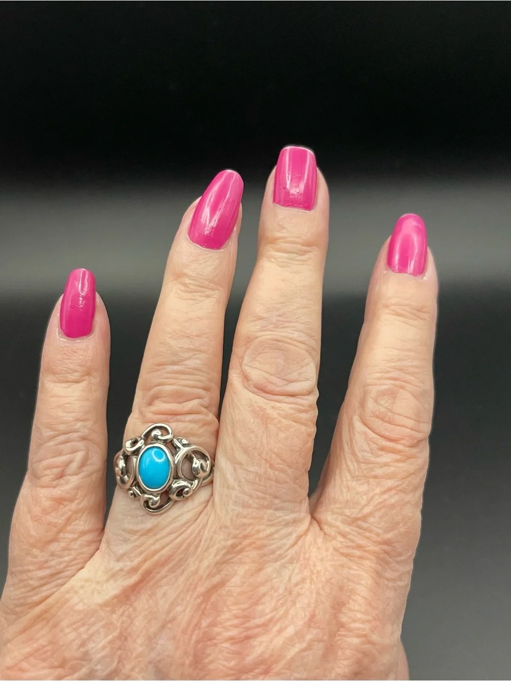 Carolyn Pollack Relios .925 sleeping beauty turquoise scroll ring sz 9 / 6.42 g